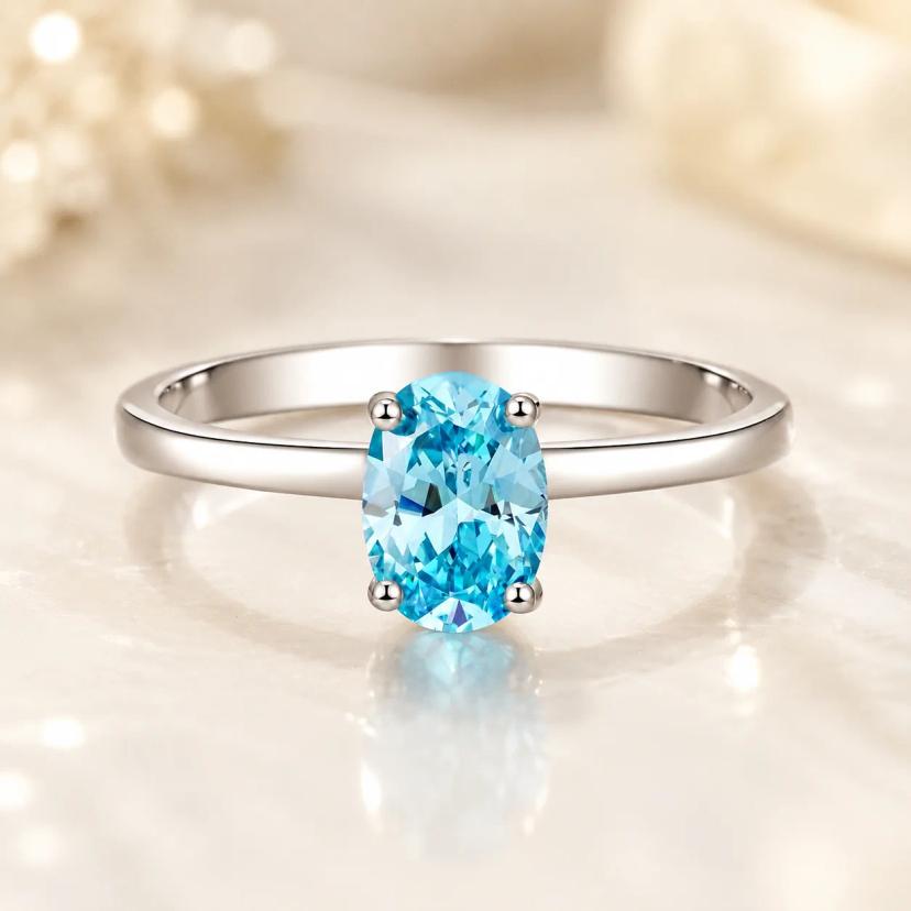 Birthstone Cabochon Ring — Choose Your Month — rings with Aquamarine