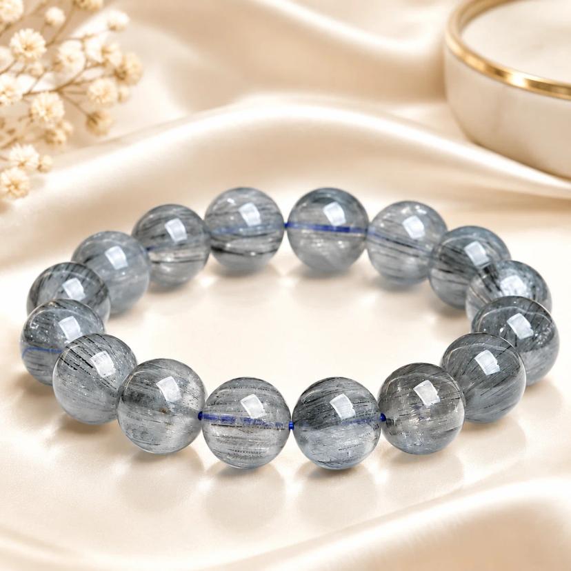 Blue Rutilated Quartz Bracelet — bracelets with Blue Rutilated Quartz