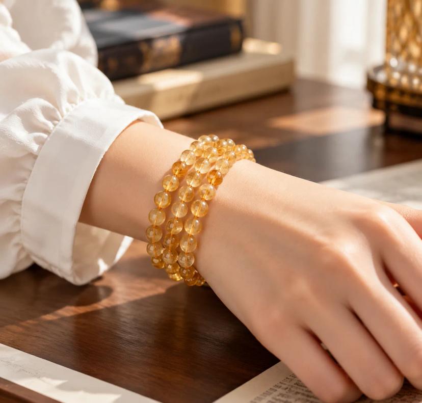 Cream Citrine Triple-Wrap Bracelet — bracelets with Citrine