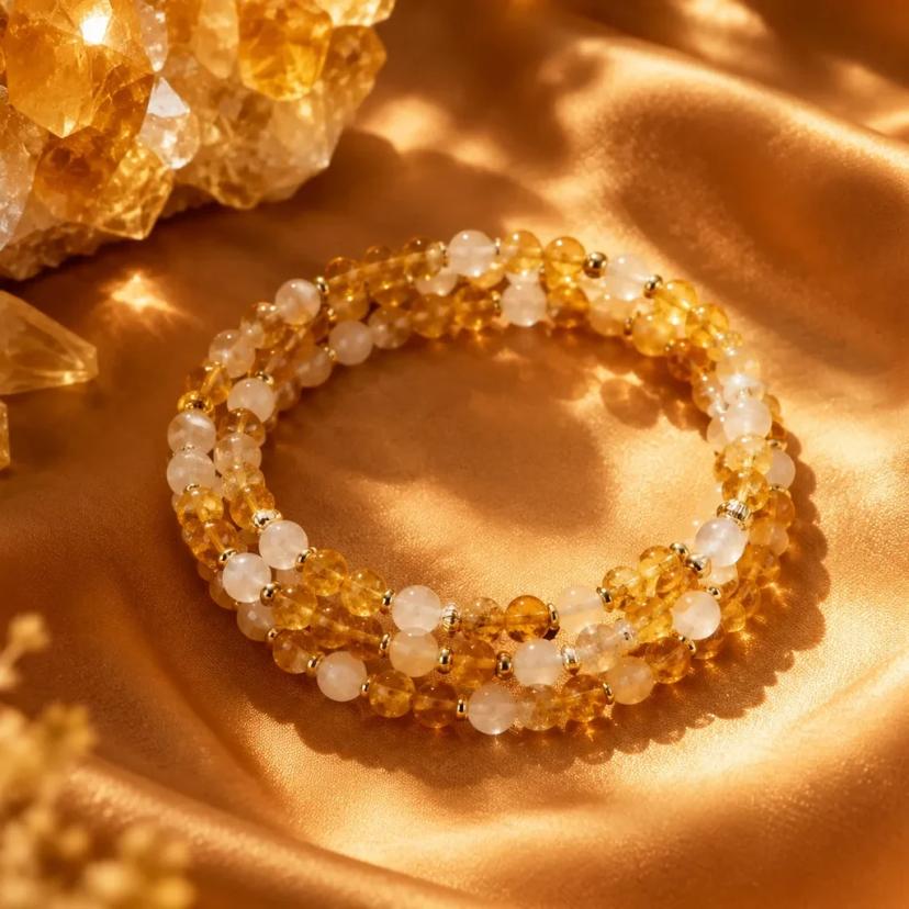 Cream Citrine Triple-Wrap Bracelet — bracelets with Citrine