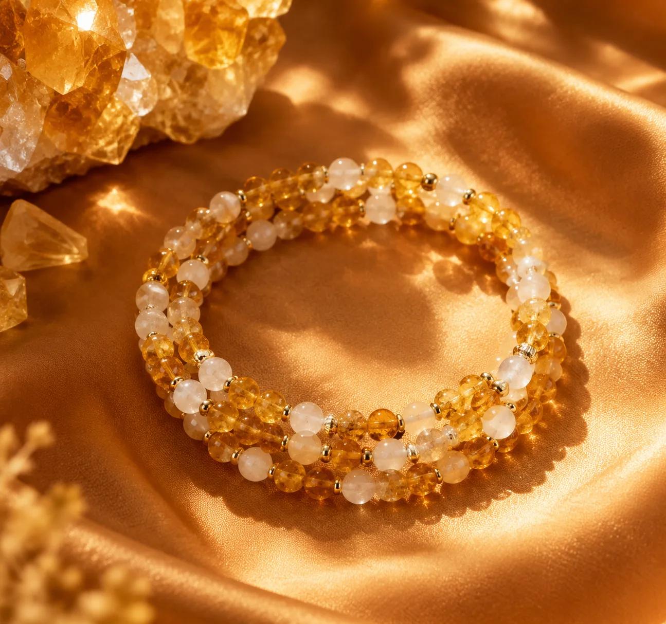 Cream Citrine Triple-Wrap Bracelet