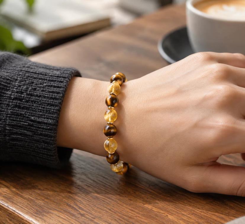 Golden Tiger Eye & Citrine Bracelet — bracelets with Citrine