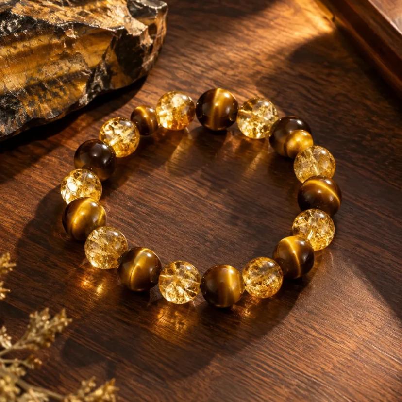 Golden Tiger Eye & Citrine Bracelet — bracelets with Citrine