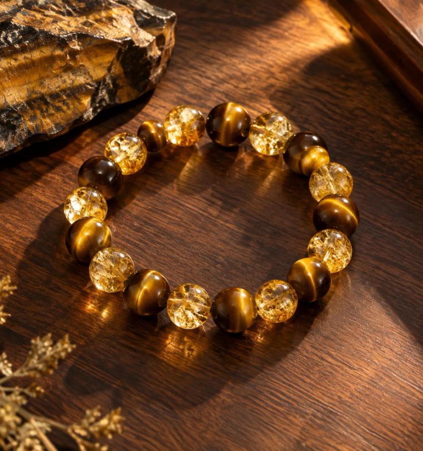 Golden Tiger Eye & Citrine Bracelet — bracelets with Citrine