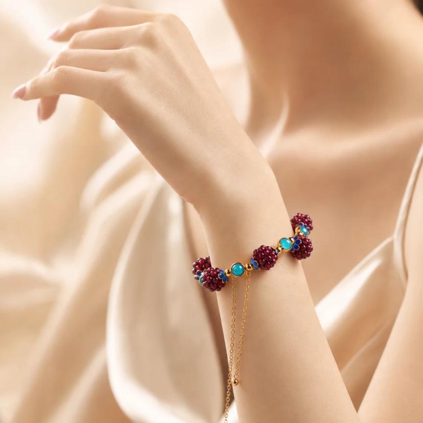 Garnet Multi-Loop Woven Bracelet — bracelets with Multi-Gem