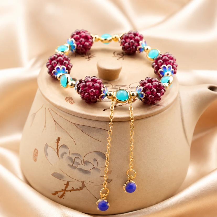 Garnet Multi-Loop Woven Bracelet — bracelets with Multi-Gem
