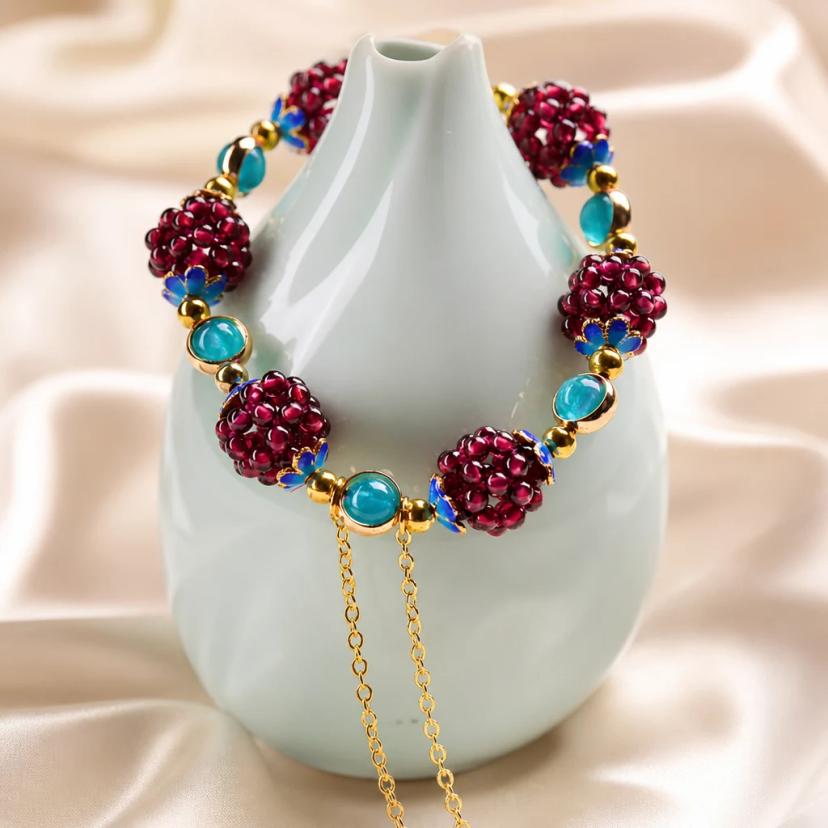 Garnet Multi-Loop Woven Bracelet — bracelets with Multi-Gem