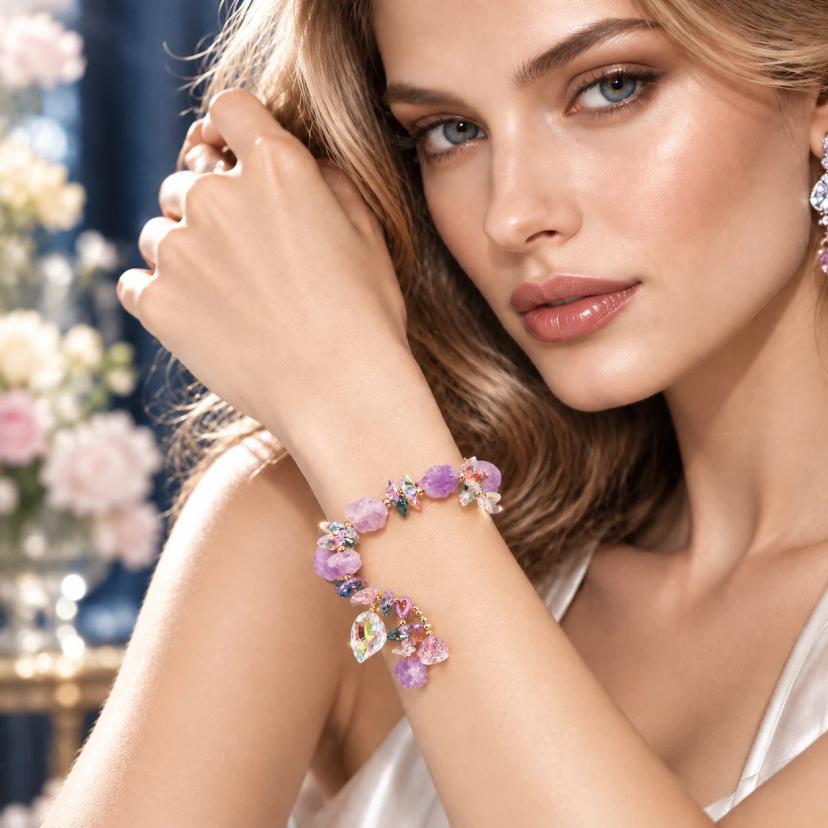 Lavender Amethyst Raw Stone Bracelet — bracelets with Amethyst