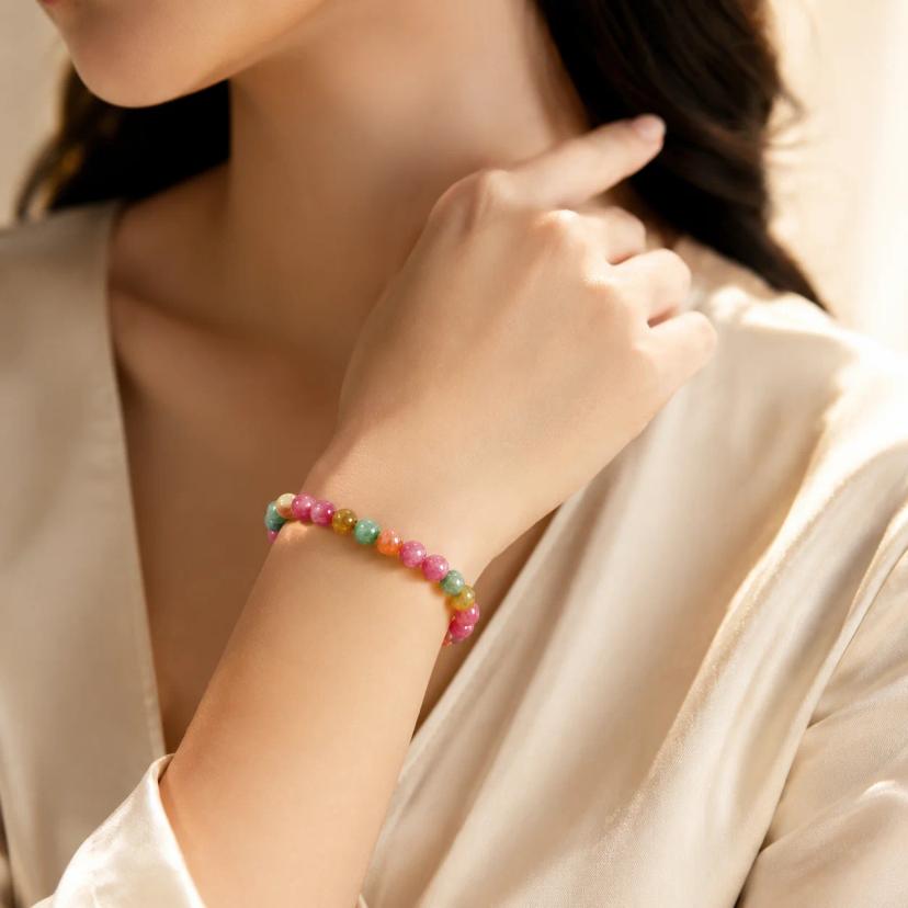 Natural Rainbow Tourmaline Bracelet — bracelets with Rainbow Tourmaline
