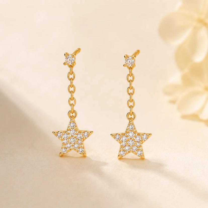 Starlight Star Drop Earrings — earrings with Clear Quartz