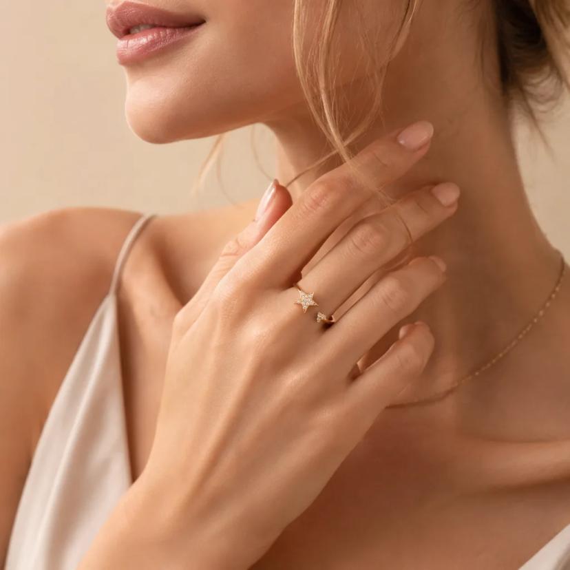 Starlight Pavé Star Ring — rings with Crystal