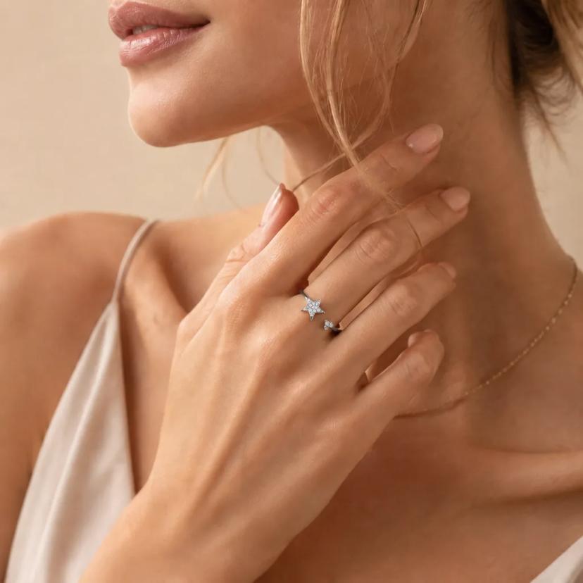 Starlight Pavé Star Ring — rings with Crystal