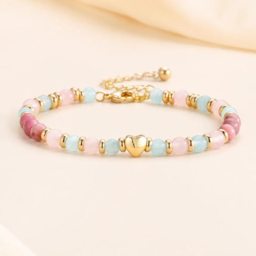 Triple Protection Bracelet — Natural Chalcedony Trio — bracelets with Chalcedony