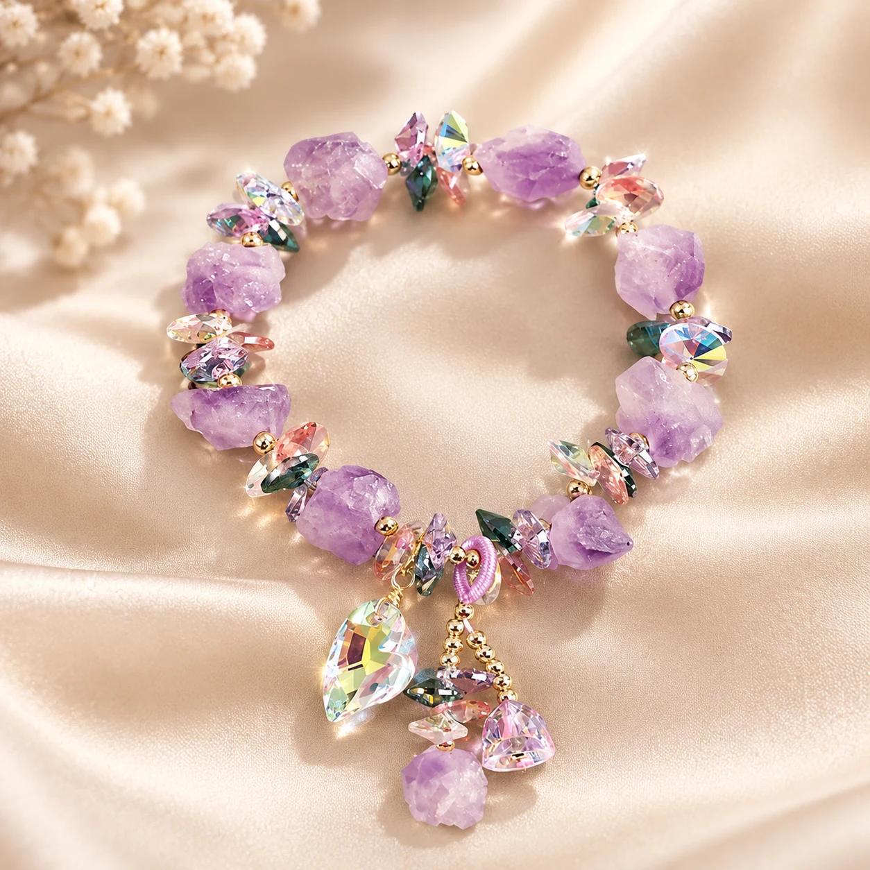 Lavender Amethyst Raw Stone Bracelet