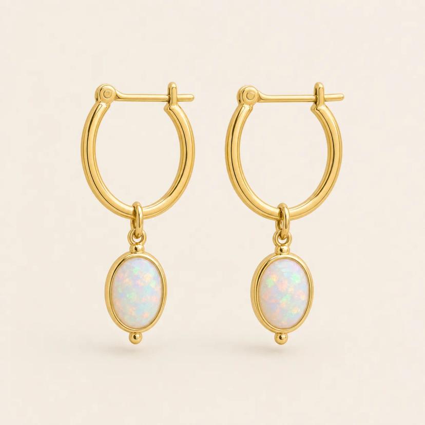 Opal Petite Hoops — earrings with Opal